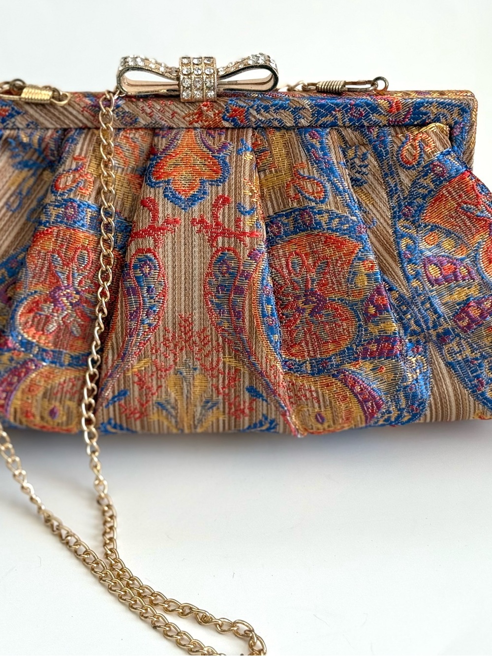 Vintage FRANCHI Evening Bag Rhinestone Bow Snap Closure